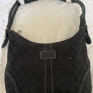 Coach Black Signature Canvas Shoulder Hobo